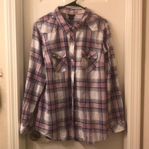 Torrid plaid button up size 2
